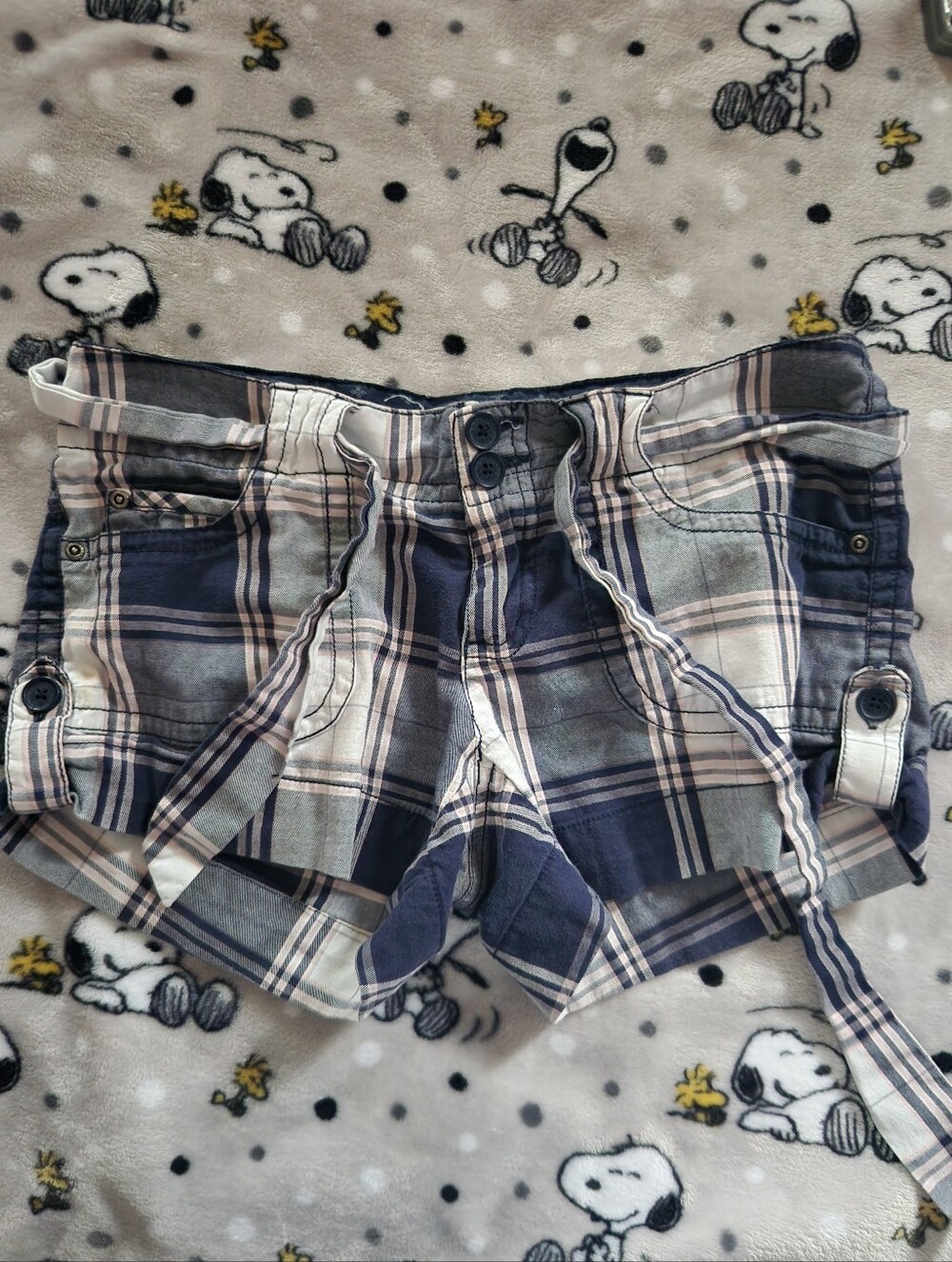 Garage Y2K Plaid Tie Front Shorts